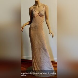 Elegant Cream and Silver Embellished Dress Size Small